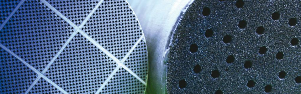 Two gray ceramic rods with cavities seen in cross section.
